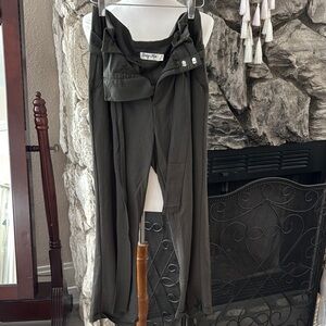 Dark Olive High-Waisted Pants